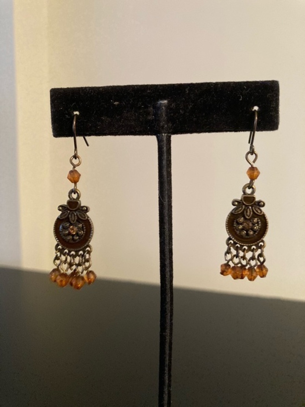 Vintage-Style Amber Dangle Earrings - Women Jewelry
